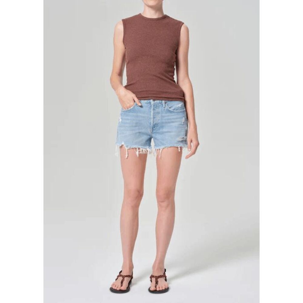 Agolde Swapmeet Blue Denim Parker Vintage Cut-Off Jean Shorts Women's Size 27